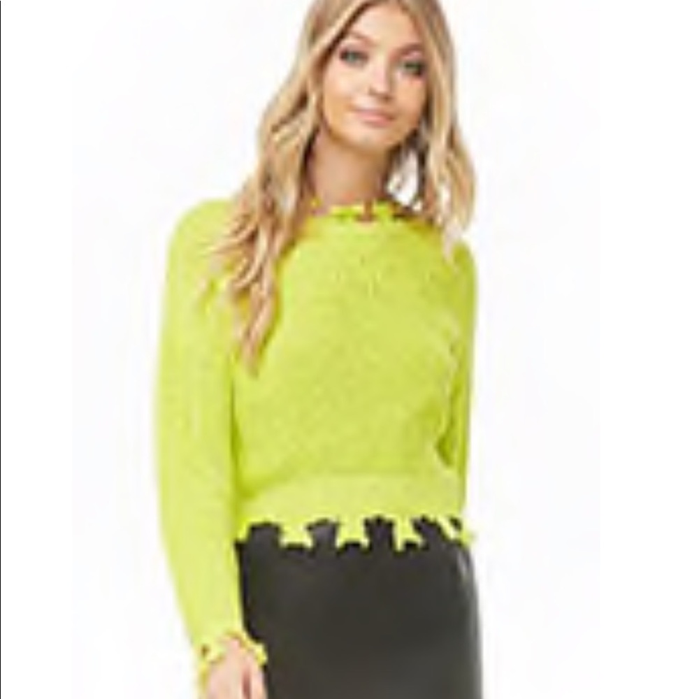 Neon yellow crop top sweater